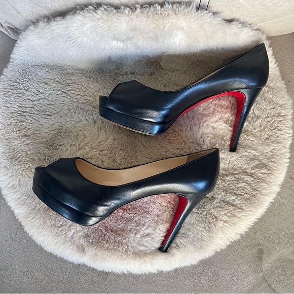 Christian Louboutin Leather Peep Toe Heels - Picture 10 of 11
